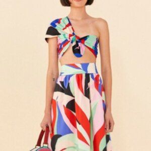 NWT Farm Rio Monsterra Printed Cotton Crop Top - Size L